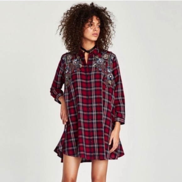 beaded shirt dress zara